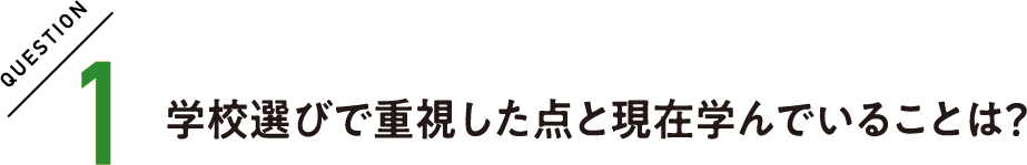 QUESTION1 学校選びで重視した点と現在学んでいることは？