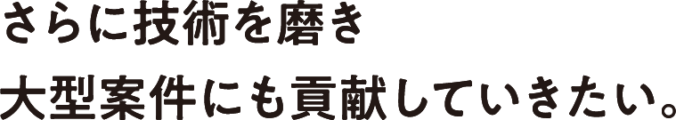 さらに技術を磨き大型案件にも貢献していきたい。