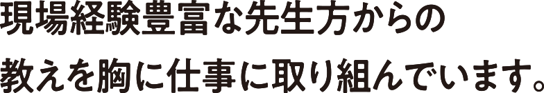 現場経験豊富な先生方からの教えを胸に仕事に取り組んでいます。